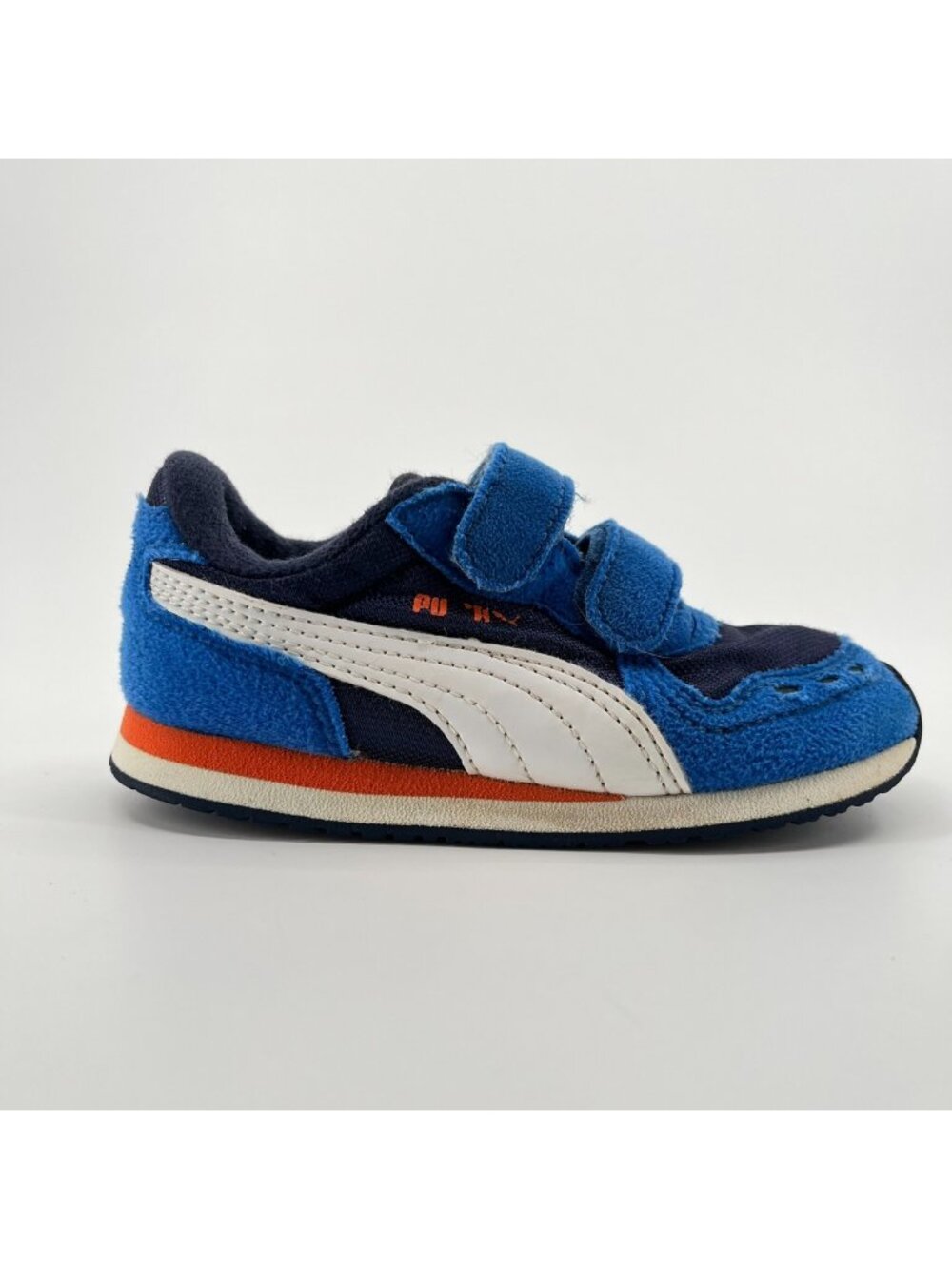 Puma Cabana Racer SL Boys Size 9C Blue White Athletic Walking Shoes Sneakers